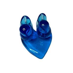 Terra Studios Double Bluebird of Happiness Heart Base Signed Leo Ward 1994